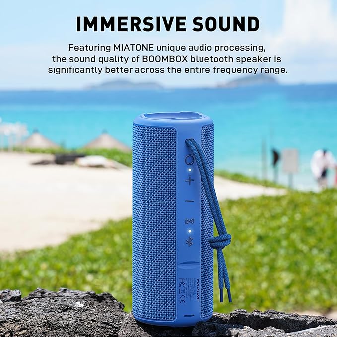 MIATONE Boombox Outdoor Portable Bluetooth Speakers Wireless Speaker Waterproof - Blue