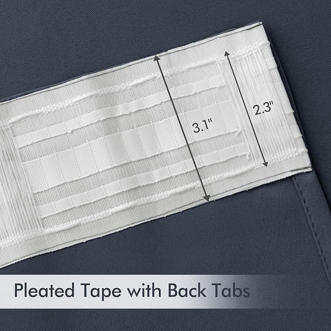 MIULEE Stone Blue Back Tab Blackout Curtains 102 Inch Long 2 Panels Set for Bedroom, Rod Pocket/Pinch Pleated Thermal Insulated Living Room Darkening Light Blocking Floor to Ceiling Drapes