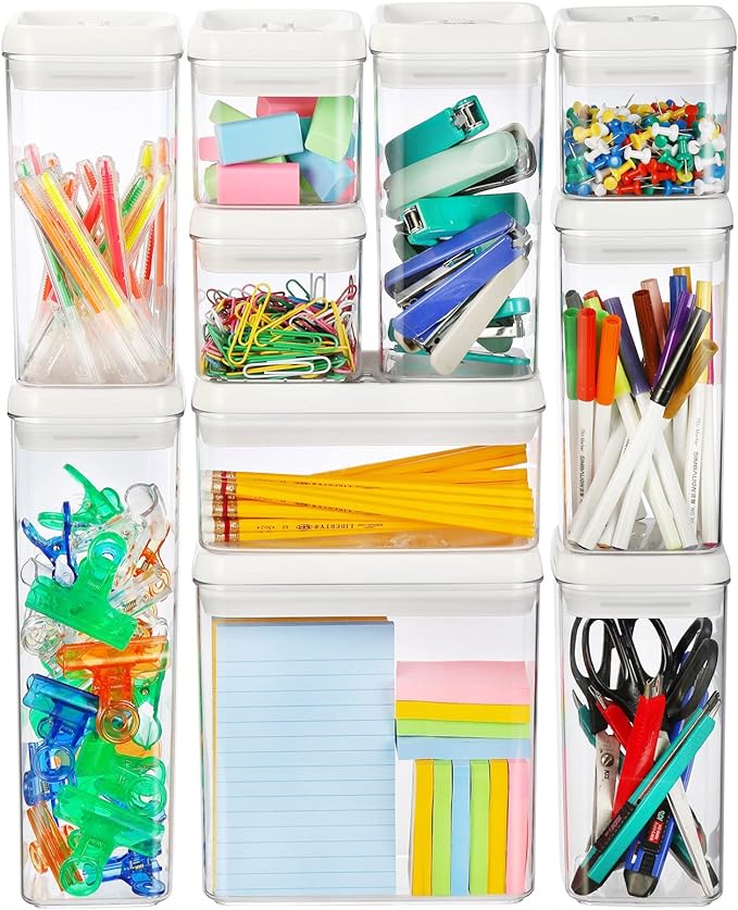 Felli Flip Tite Food Storage Container with Lid 4” RECTANGLE Airtight Ring Flip Lock Top, Stackable Acrylic Canister Set for Kitchen Fridge Pantry Organizer, Veggie Fruit Tea Bag Snack (1.1 qt)