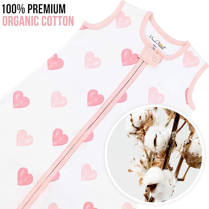 Baby Sleep Sack 1.0 TOG, Organic Cotton Baby Wearable Blanket with Two-Way Zipper, Swaddle Transition Baby Sleeping Bag, All-Season Sleep Sack for Newborn Infant Toddler Boy Girl, 0-6 Months, 1-Pack