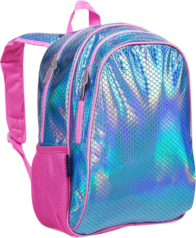 Wildkin 15-inch Kids Backpack – Durable, Padded, Adjustable for School & Travel - Mermaid Scales
