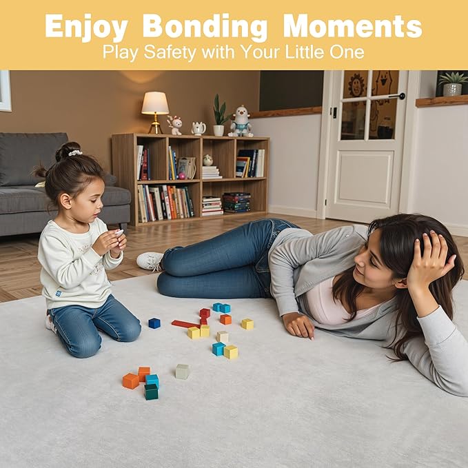 71" ×59" Padded Baby Play Mat for Floor, 1.2" Thick Memory Foam Mat with Machine Washable Cover, Soft Tummy Time Crawling Playmat with Non-Slip Bottom, Fits 71" x59" Playpens