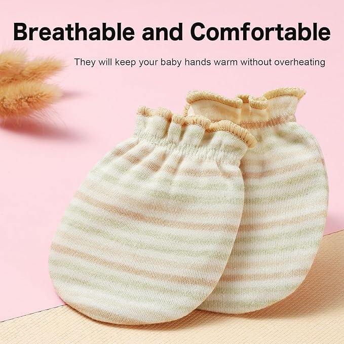 Newborn Mittens No Scratch 100% Cotton Mitts Boy Girl baby mittens 0-6 months 6 Pack