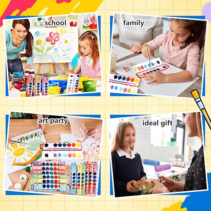 36 Pcs Apple Style Watercolor Painting Set for Kids 8 Washable Colors with Brush Watercolor Painting Set Gift Party Supplies Back to School Party Gift Exchange