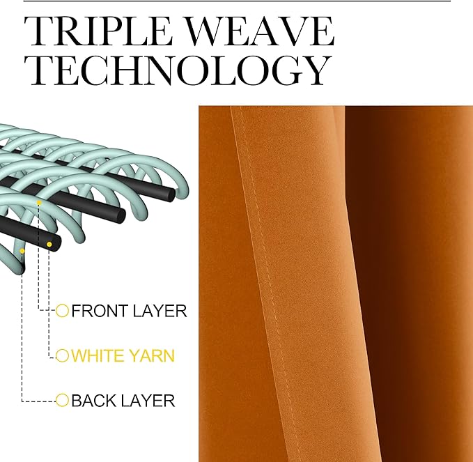 NICETOWN Orange Curtains 84 inch Length 2 Panels, Grommet Faux Silk Thermal Drapes Light Reducing Energy Saving Privacy Window Treatments for Living Room, W52 x L84