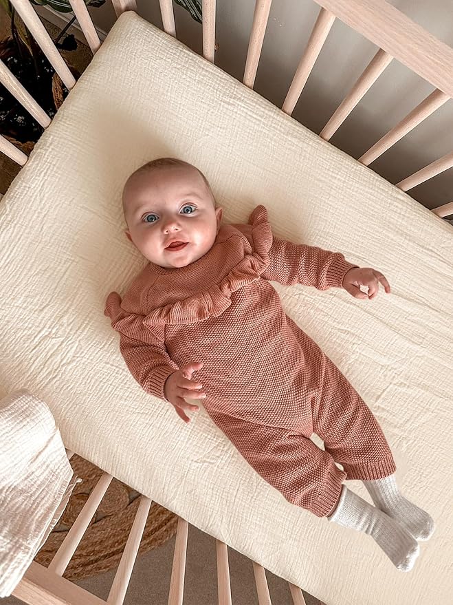 Bassinet Sheet for Baby Boy and Girl 2 Pack, Fitted Sheets for Rectangle, Oval, Hourglass Bassinet Mattress, Muslin Moses Basket Sheets with Neutral Style (Beige & Cream)