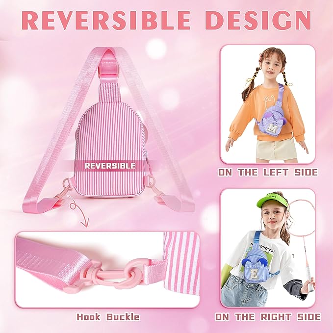 Gifts for Girls Kids, Initial Pink Small Crossbody Bag Sling Bag for Girl Kid Gift for Sister Daughter Birthday Letter Sling Bags for Girls Kids Birthday Gifts (Pink N)