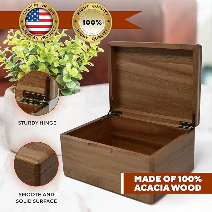 Floral Initial Keepsake Box - Personalized Memory Box for Keepsakes Wedding, Baby Shower - New Born Decorative Storage Chest, Rustic Memorabilia Box for Valentines Day, Monogrammed Gifts, 8x6x4 in