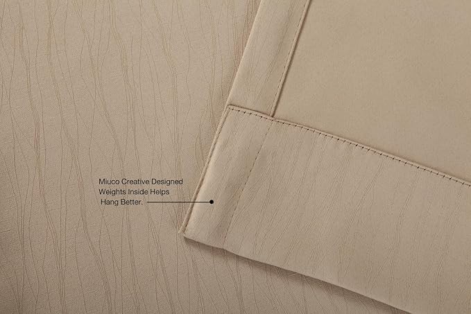 MIUCO Blackout Curtains Room Darkening Curtains Textured Grommet Window Curtains for Living Room 2 Panels 52x84 Inch Long Taupe