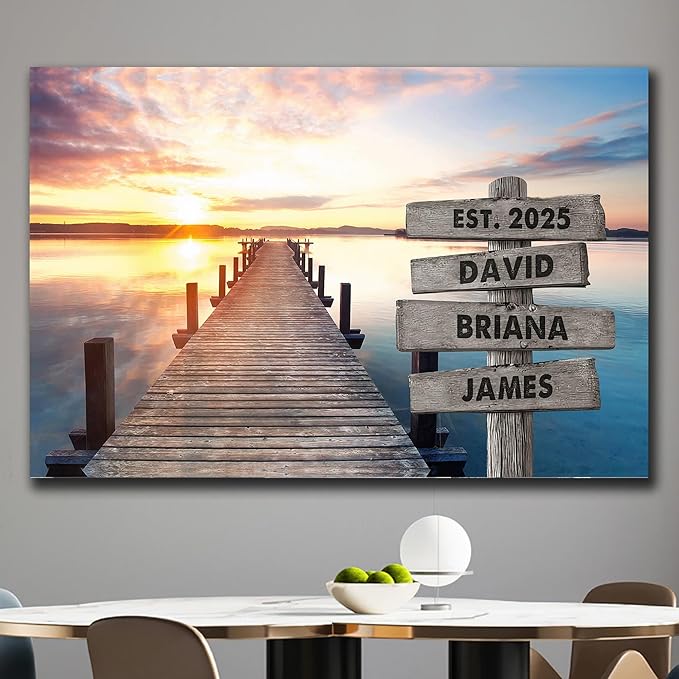 Personalized Father's Day Family Names Street Custom Multi-Name Date of Birth Vintage Street Sign Happy Fathers Day Poster Canvas Wall Art Best Gifts for Dad Husband from Daughter Son Wife Kids #25