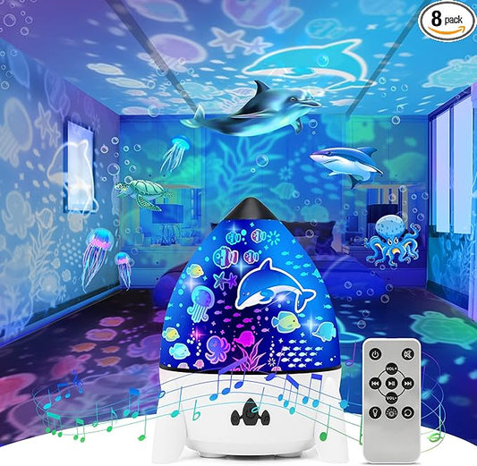 Night Light Projector for Kids - Bedroom Star Projector with Galaxy Planets, Animals Dinosaur World, Constellations, Birthday, Sea World, Christmas, Cupid, Halloween Themes, Gifts for Boys, Girls