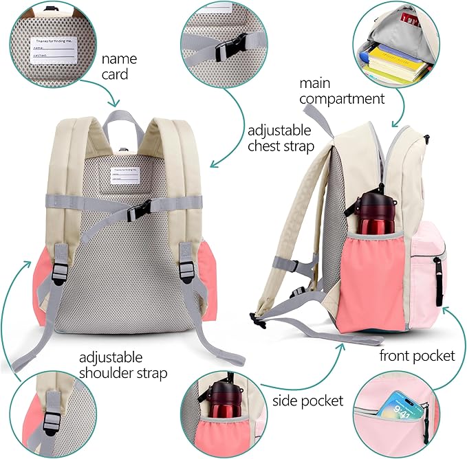 Kids Backpack for Girls: Girls Backpack 6-10 - Kindergarten Elementary School Bookbag for Girl