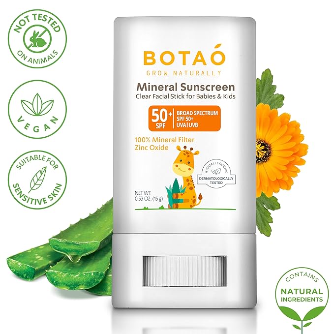 baby Mineral Sunscreen Stick 100% Zinc Oxide SPF 50+ Water Resistant UVA/UVB Protection Easy to Apply Fragrance Free, babies & kids, for sensetive skin, Unscented