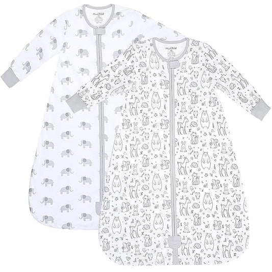 Mama Cheetah Baby Sleep Sack with Sleeves, 0.5 TOG Organic Cotton Wearable Blanket and Two-Way Zipper, Swaddle Transition Long Sleeve Sleeping Bag for Newborn Infant Toddler, 0-6 Months