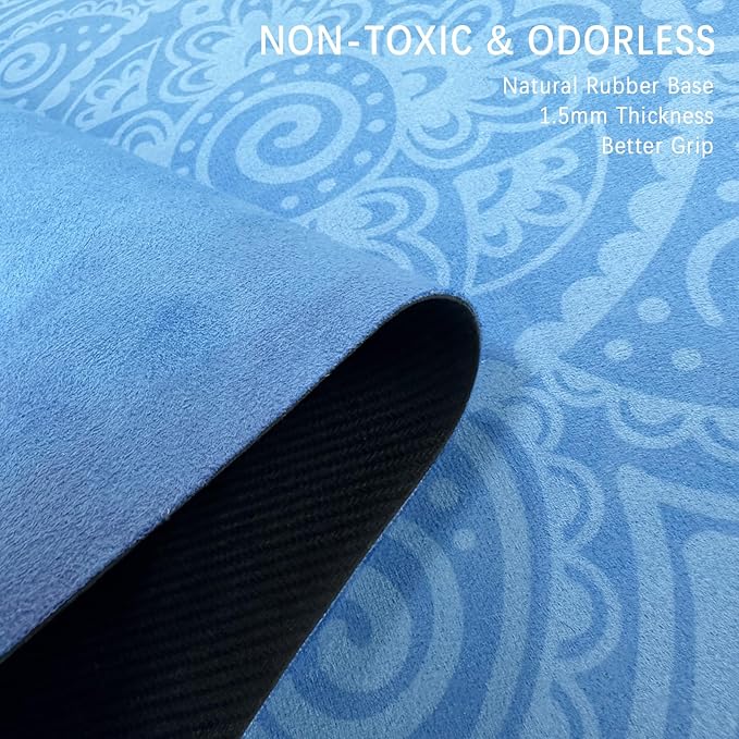 Travel Yoga Mat, Non Slip Exercise Suede Mat with Carry Bag, All-Purpose Fitness Mat with High Density Anti-Tear Surface for Women, Ideal for Pilates Workout (72'' x 24'' x 1.5mm Thick)