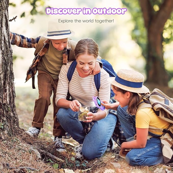 Kids Magnifying Glass with 8 Lights,Handheld Microscope for Stem Toys, Edu Gift Age 4-6 8-12 Children Students