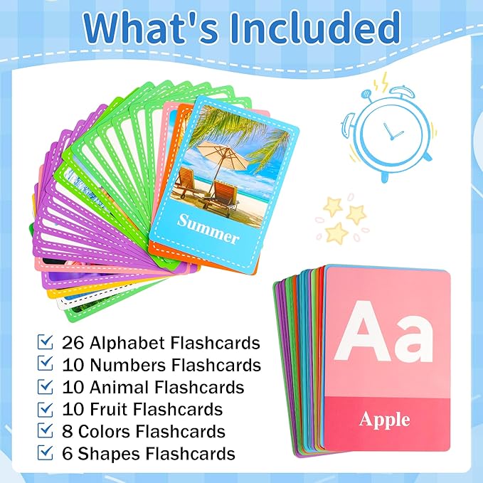 Flash Cards for Toddlers 1-3, Alphabet ABC Flash Cards,Letter Number Animal Shape Color, First Words Flashcards,Educational Toy for Baby Kid Preschool Toddler Learning Activities,60 Double-Sided Cards