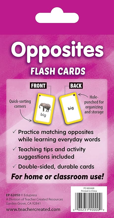 Teacher Created Resources Opposites Flash Cards