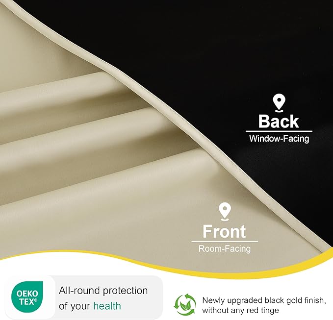 NICETOWN 100% Blackout Curtains for Bedroom Solid Thermal Insulated Grommet Room Darkening Curtains & Drapes Luxury Decor for Living Room Nursery, 52 x 84 Inch, Cream, 2 Panels