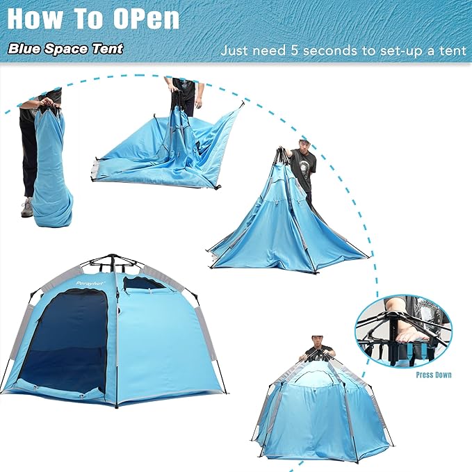 Portable Hexagon Kids Play Tent with LED Strip Lights Indoor Children Play House Easy Set-up Space Tent Dream Tent for Night.4-5 Person Birthday Gifts