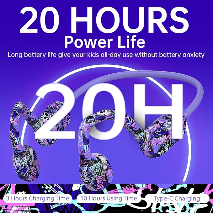 Kids Headphones, Bluetooth 5.2 Air Conduction Open Ear Headphones, 85dB Volume Limiting, Stereo Sound with Mic, IPX5 Waterproof, 20H Playtime, Perfect for School and Outdoor-Deep Blue