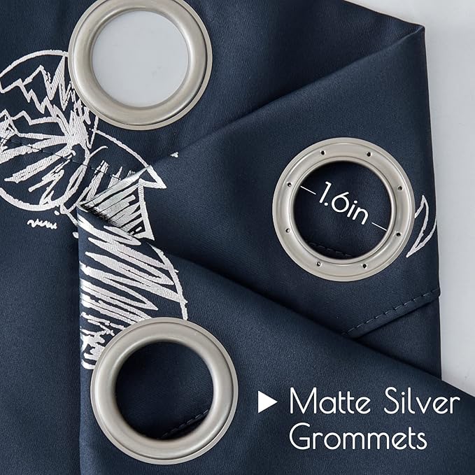 Vangao Kids Curtains Navy Blue Blackout Dinosaur Curtains for Boys Kids Nursery Girls Room Silver Dino Foil Print Thermal Insulated Drapes Grommet Top Window Treatments 84 Inches Length 2 Panels