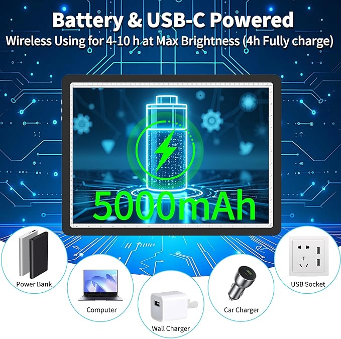 Phylosal Rechargeable A3 LED Light Pad with Built-in Stand, Magnetic Tracing Light Box for Drawing, Diamond Art Light Board with Side Button, Super Bright Light Table for Diamond Painting, Sketching