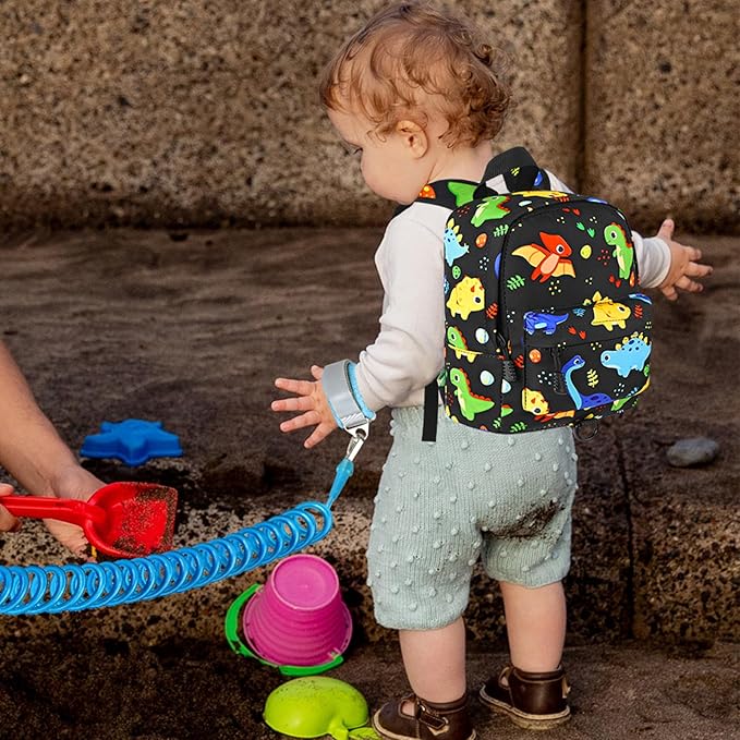 Accmor Toddler Backpack Leash, Cute Kids Backpack with Anti Lost Wrist Link, Mini Child Backpack Leash Baby Walking Harness for Travel, Small Dinosaur Backpack Tether for Boys Ages 1-3
