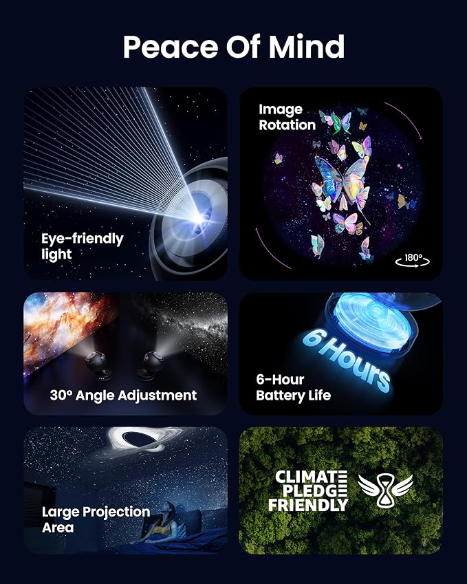 POCOCO Galaxy Star Projector for Bedroom with Replaceable Optical Film Discs, Home Planetarium Night Light Projector with High-Definition Soft Light for Relax, Study, and Meditate, Stress Relief Gifts