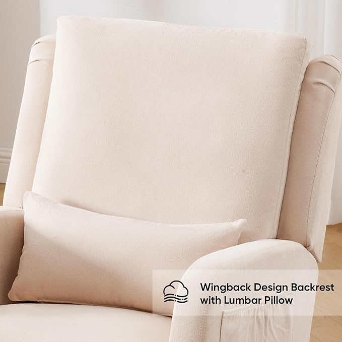 Rocking Chair Nursery, Nursing Rocking Chairs with Lumbar Pillow, Comfy Modern Nursery Glider Rocker Morden Accent Rocking Chair for Mom Nursery, Living Room, Bedroom, Beige