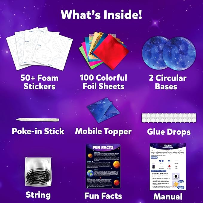 Skillmatics Foil Fun Solar System - Space Art & Craft Kit for Kids, Mess-Free Fun, Creative Activity, DIY Decor, Gifts for Boys & Girls Ages 4, 5, 6, 7, 8, 9, 10, 11, 12