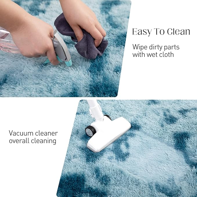 Luxury 3x5 Area Rug, Ultra Soft Rugs for Living Room, Plush Carpet Rugs for Bedroom, Non-Slip Indoor Rug for Nursery, Study Room, Playroom, Home Decor, Tie-Dyed Blue