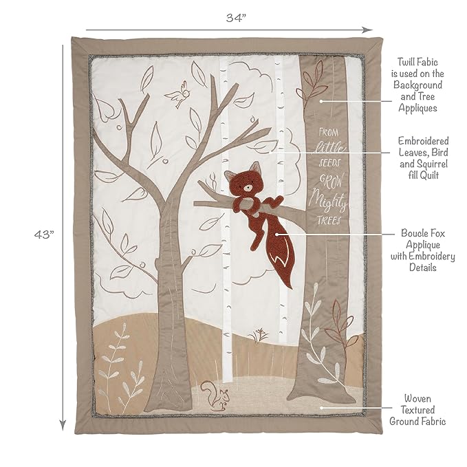 Lambs & Ivy Treetop Fox Woodland Tree Nursery 3-Piece Baby Crib Bedding Set