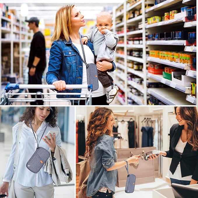 RFID Family Passport Wallet Holder Waterproof, Travel Document Organizer Credit Card Clutch Bag for Men Women