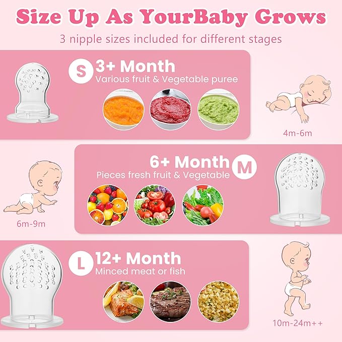 WAJIAYON Easter Bunny Baby Fruit Feeder/Food Feeder Pacifier - Infant Teething Feeders | Silicone Teether Feeder Baby | Food Pacifier for Babies Easter Gifts for Boys and Girls - Rabbit