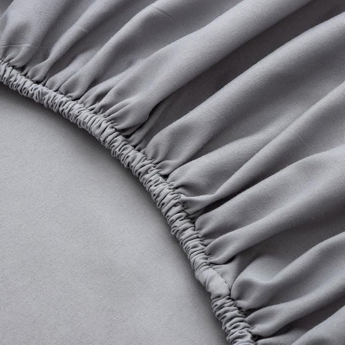 NTBED 4 Pieces Construction Toddler Bedding Set for Baby Boys,Tree Truck Vehicles Excavator Cars Printed, Includes Comforter, Flat Sheet, Fitted Sheet and Pillowcase,Light Grey