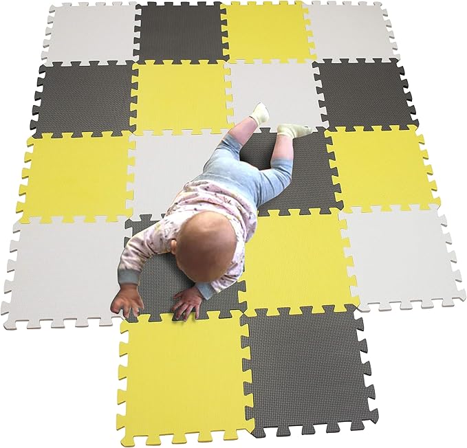 MQIAOHAM® 18 Pieces Puzzle Play Mats, Soft Baby Play Mat, Kids Interlocking Foam Floor Tiles, Toddlers Carpet Playmats G301018-101105112
