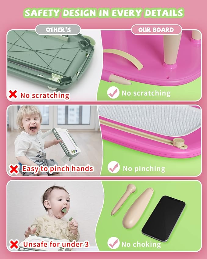 Magnetic Drawing Board, Doodle Board for Toddlers Toys Age 1-2, Magnetic Writing Board, Preschool Learning and Educational Toys for 1 2 3 Years Old Girl Boy Gift for Birthday, Christmas(Rose Red)