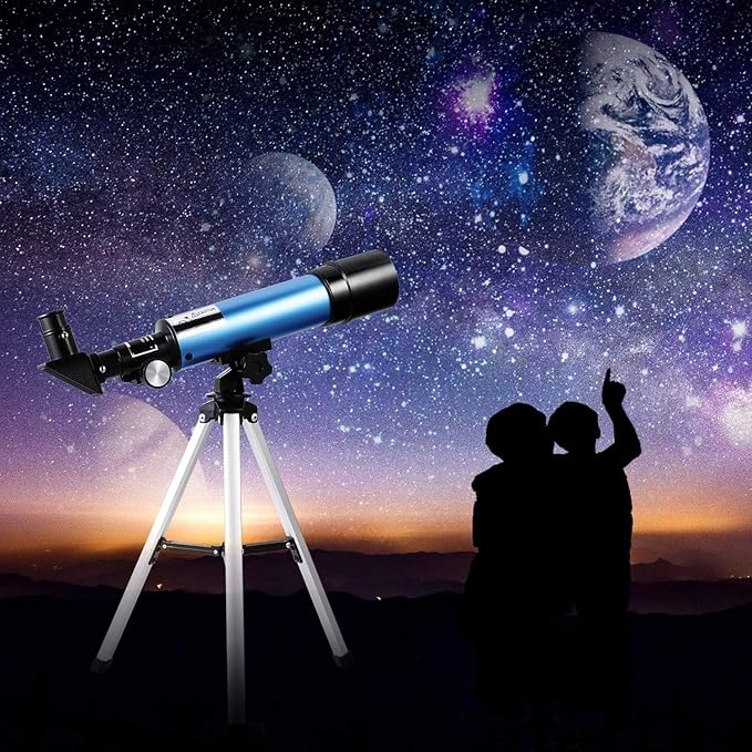 Telescope for Beginners and Kids, 60mm Aperture Refractor, Portable, Portable 90X Astronomical Telescope with Tripod, 2 Eyepieces, 1.5X Barlow Len, Astronomy Gift