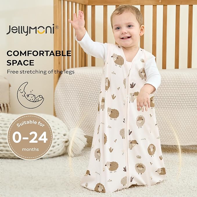 JELLYMONI Baby Sleep Sack 18-24 Months, 100% Cotton 3 Pack 0.5 TOG Baby Wearable Blanket Infant Sleep Sack with 2-Way Zipper Newborn Sleep Sacks
