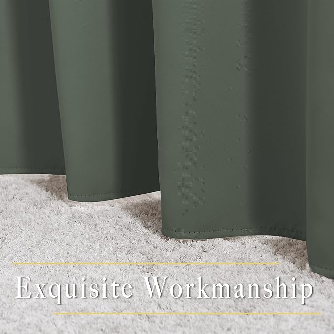 NICETOWN Dark Mallard Room Darkening 102 inch Curtains, Grommet Thermal Curtains Weighted Window Treatments for Living Room/Farmhouse, W46 x L102, 2 Panels