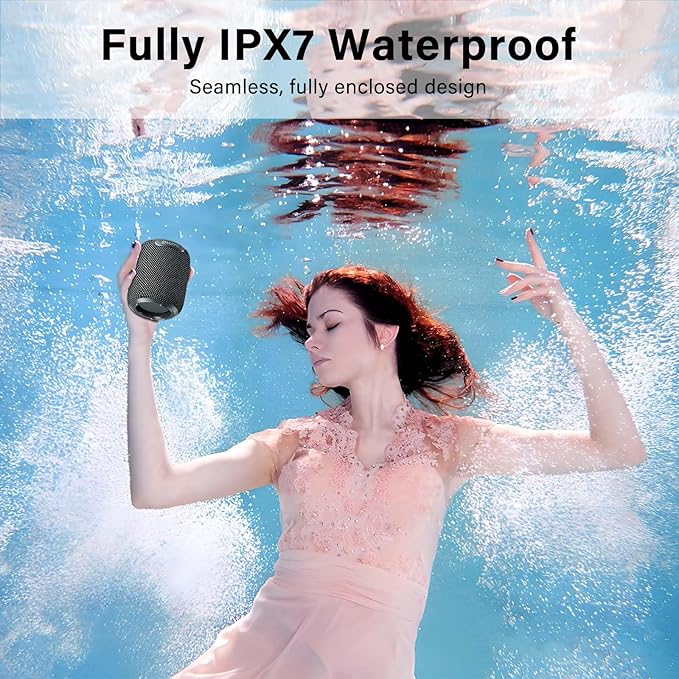 OHAYO Portable Bluetooth Speaker,IPX7 Waterproof Speakers, 15W Loud Stereo Sound, Wireless V5.3, AUX&TF-Card in, TWS, Built-in Mic, Black