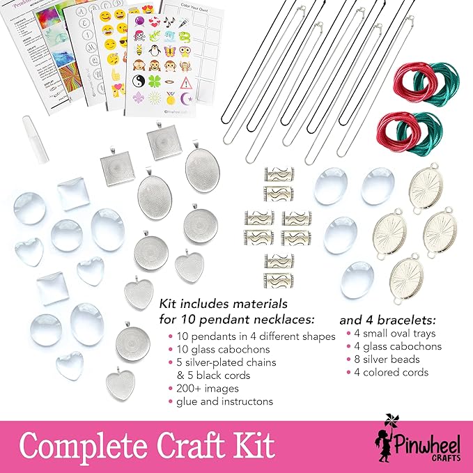 Pinwheel Crafts Pendant Jewelry Making Kit for Girls 8-12+ Years, Necklace and Bracelet Making Kit for Kids – Single Craft to Create Multiple Necklace & Bracelet for Teens with 200 Designs