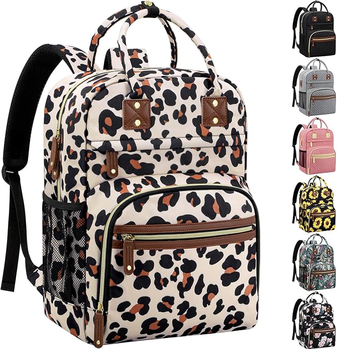 Diaper Bag Backpack Tote for Women Large Capacity, Baby with Insulated Pockets Multifunctional Bags For Girl Boy Waterproof Boys Girls Mama Maternity Travel Leopard