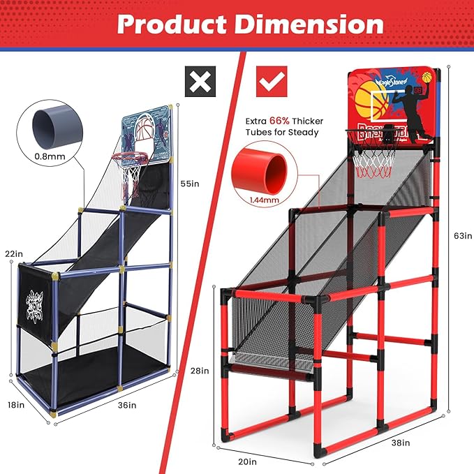 Kids Basketball Hoop Arcade Game W/Electronic Scoreboard Cheer Sound, Basketball Hoop Indoor Outdoor W/4 Balls, Basketball Game Toys Gifts for Kids 3-6 5-7 8-12 Toddlers Boys Girls