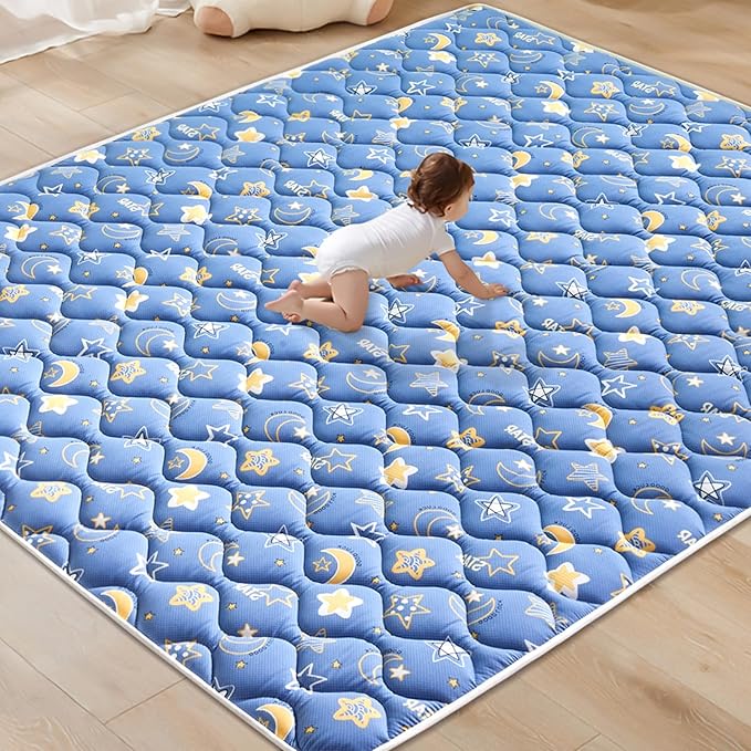Odorless Premium Foam Baby Play Mat 79" x 63", Soft Microfiber Fabric Crawling Mat for Floor- Comfortable and Hypoallergenic, Non-Slip Cushioned Floor Playpen mat for Infants,Babies,Toddlers