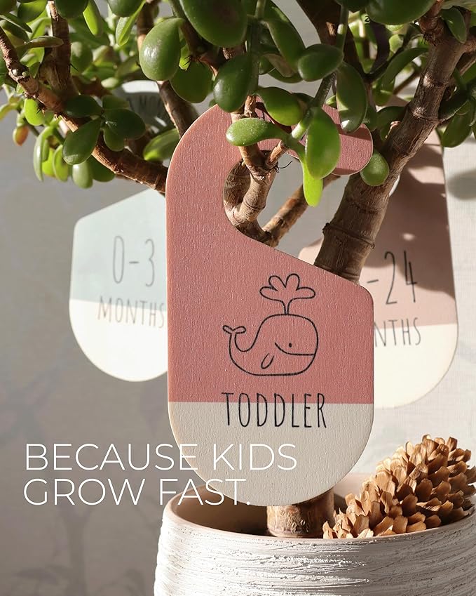 Baby Clothes Dividers For Closet - Wooden Baby Clothes Organizer Dividers for Boy & Girl, 8 Baby Closet Dividers by Size - Ideal Clothing Organizers