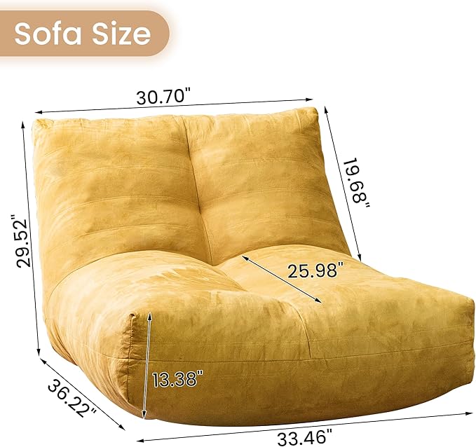 Bean Bag Chair Lazy Bean Bag Sofa, Floor Beanbag Chairs with Stuffed High-Density Foam, Memory Foam Bean Bag Sofa for Living Room, Bedroom and Office
