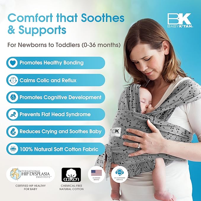 Small-Petite Original Baby K'tan Baby Carrier: #1 Easy Pre-Wrapped, Soft, Slip-On, No Rings, No Buckles | 5 in 1 Baby Sling Gift | Infant Wrap for Newborn to Toddler up to 35lb Women 2-4, Men up to 36