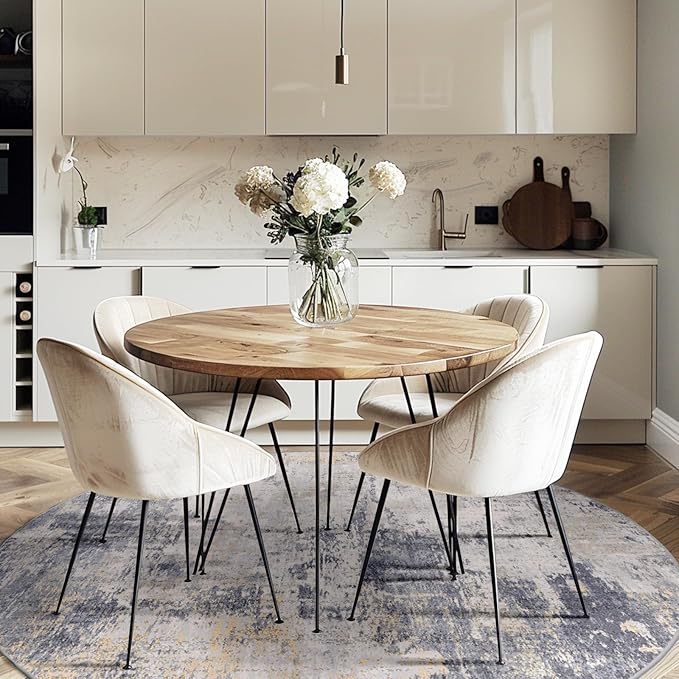 Washable Area Rugs 6ft Non-Slip Modern Abstract Soft for Living Room Entryway Bedroom Nursery, Print Pattern, Purple Grey Cream Yellow